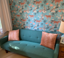 Pale pink & Teal, Tiger and Flamingos - Nursery Wall Decor Wallpapers