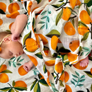 Mandarin Citrus Clementines Muslin Blanket - Vintage Baby Blanket