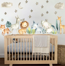 Animated Safari Animals, Jungle Creatures - Fabric Nursery Wall Art Decals