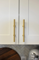 Lew's Round Bar Cabinet Knobs and Handles in Brushed Brass