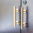 Lew's Round Bar Cabinet Knobs and Handles in Brushed Brass