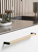 Black and Oak Wood "Crossing" Cabinet Knob and Drawer Handles