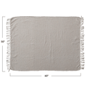 Cotton & Acrylic Throw w/ Fringe, Stripes & Gold Thread, Beige & White