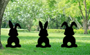 Set of 3 Bunnies Garden Stakes - Metal Art