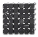 Nero St. Gabriel & Venatino Carrara Mosaic Tumbled Marble Tile