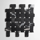 Nero St. Gabriel / Crystal White Basket Weave Marble Mosaic Honed