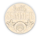 Unfinished Wood Seashell Hello Summer Door Sign Kit | Wood Craft Cutouts | 1/4" Thick |
