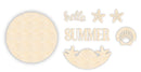 Unfinished Wood Seashell Hello Summer Door Sign Kit | Wood Craft Cutouts | 1/4" Thick |