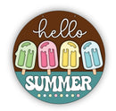 Unfinished Wood Hello Summer Popsicle Door Sign Kit | Wood Craft Cutouts | 1/4" Thick |