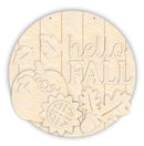 Unfinished Wood Hello Fall Pumpkin and Leaves Door Sign Kit | Wood Craft Cutouts | 1/4" Thick |