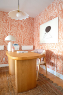 Inked Foliage Wallpaper, peach and orange