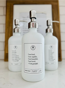 SALE | I Am Kind White Glass Dispenser | 16 oz | Plains + Simple