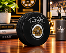 Trent Frederic Autographed Boston Bruins 100th Anniversary Hockey Logo Puck