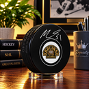 Matthew Poitras Autographed Boston Bruins 100th Anniversary Hockey Logo Puck