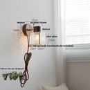 DecorBites™ LED Wall Lamp Sconce Walnut Wood Clear Glass Rotate Dining Room Mirror Light