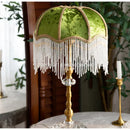 DecorBites™ Green Velvet Tasseling Lampshade for Luxury Nightstand Lamp