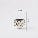 DecorBites™ Geometric Gold Leaf Relief Ceramic Vase - Elegant Hand-Appliqued Flower Pot Home Decor