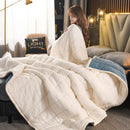 DecorBites™ Cozy Coral Fleece 3-Layer Bed Blanket for Autumn & Winter Warmth