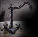 DecorBites™ Antique Bronze Brass Swivel Basin Faucet with 2 Lever Handles