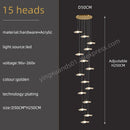 DecorBites™ Gold Acrylic Chandeliers LED Pendant Lamp Modern Staircase Living Room Lighting
