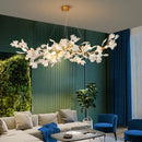 DecorBites™ Gold Branches Chandelier Porcelain Leaves Pendant Lights