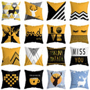 DecorBites™ Geometric Deer Print Pillowcase 45x45cm - Yellow Home Decor