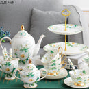 DecorBites™ Green Flowers Ceramic Cup & Saucer Set for Coffee, Tea, Juice, and More
