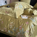DecorBites™ Cotton Flowers Embroidery Bedding Set: Full Queen King Sizes