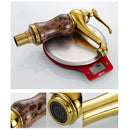 DecorBites™ Golden Marble Bathroom Sink Faucet Hot Cold Water Mixer Deck Mounted Gold Tap