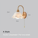DecorBites™ Cream LED Wooden Flower Wall Lamp, Modern Bedroom Bedside Reading Light