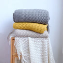 DecorBites™ Geometric Knit Sofa Blanket with Tassel - Dust-Proof Bedspread and Leisure Throw