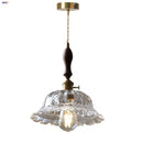 DecorBites™ LED Walnut Wood Pendant Light Clear Glass Copper Switch Decor
