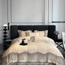 DecorBites™ 1000TC Cotton Embroidery Luxury Bedding Set in Blue White Champagne