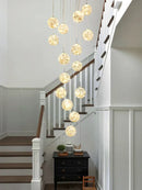 DecorBites™ Gold LED Glass Chandelier: Minimalist Round Ball Staircase Lighting Fixtures