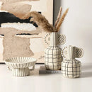 DecorBites™ Geometric Line Ceramic Vase Flowerpot Tray Home Decor Accessory