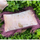 DecorBites™ Antique Crane Floral Jacquard Luxury Lumbar Pillow Case Square Gold Stitch