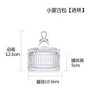 DecorBites™ Green Striped Glass Jar with Lid, Small Objects Jewelry Storage Jar