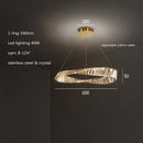 DecorBites™ Gold Plated Steel Ring Pendant Lamp with Dimmable LED Lights and K9 Crystals