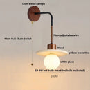 DecorBites™ LED White Glass Wall Light Fixture Modern Pull Chain Switch Bedside Sconce