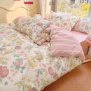 DecorBites™ Double-Sided Floral Print Cotton Bedding Set - Queen Size Soft Duvet Cover Set