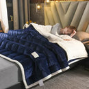 DecorBites™ Cozy Flannel Fleece Lambswool Blanket - 3 Layers, Warm & Soft for Bed.