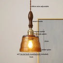DecorBites™ Green Glass LED Pendant Lamp with Knob Switch, Copper Chandelier