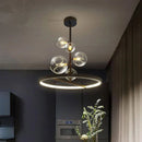 DecorBites™ Glass Ball LED Chandelier: Modern Long Pendant Lighting for Living Room and Shop
