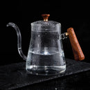 DecorBites™ Glass Goose Beak Kettle | Stainless Steel | Wooden Handle