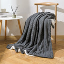 DecorBites™ Cozy Double Layer Dark Gray Fishbone Knit Blanket - Versatile Autumn Winter Sofa Cover