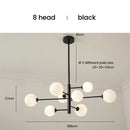 DecorBites™ Elegant Black Gold Glass Ball LED Ceiling Chandelier for Home | Modern Pendant Lamp Lighting for Living Dining Bedroom