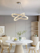 DecorBites™ Crystal Chandelier: Modern Net Red Circle Light for Living Room, Bedroom, Restaurant
