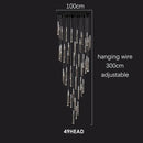 DecorBites™ Crystal Chrome LED Chandelier: Luxury Duplex Stair Loft Pendant Light for Living Room