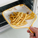 DecorBites™ Little Bee Ceramic Plate with Handle: Multifunctional Baking Tray for Desserts & Snacks