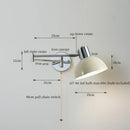 Chrome cream led swing arm wall lamp for bedroom with pull chain